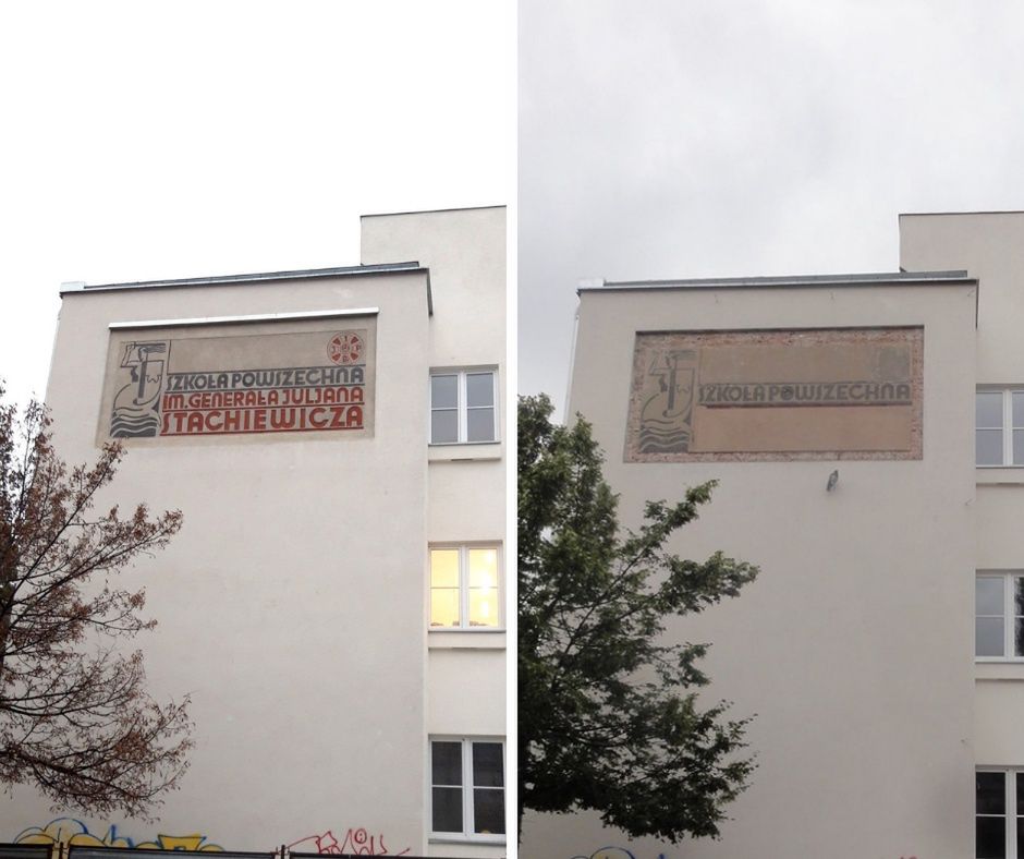 Warszawa. Dwie przedwojenne syrenki znów cieszą oczy. Zabytkowe napisy odnalezione i odnowione (UM Warszawa)