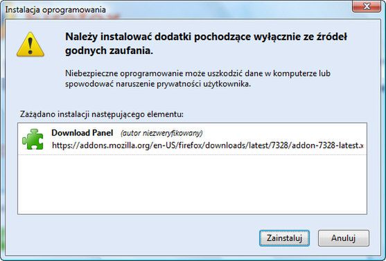 Otrzymaj więcej informacji o pobieranym pliku w Firefox 2