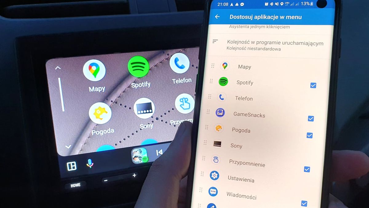 Konfiguracja menu Androida Auto