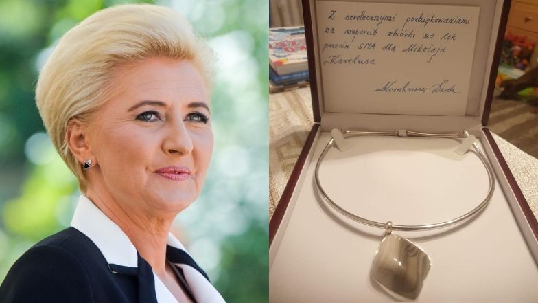 Agata Duda przekazała swój naszyjnik na zbiórkę funduszy na leczenie chorego chłopca
