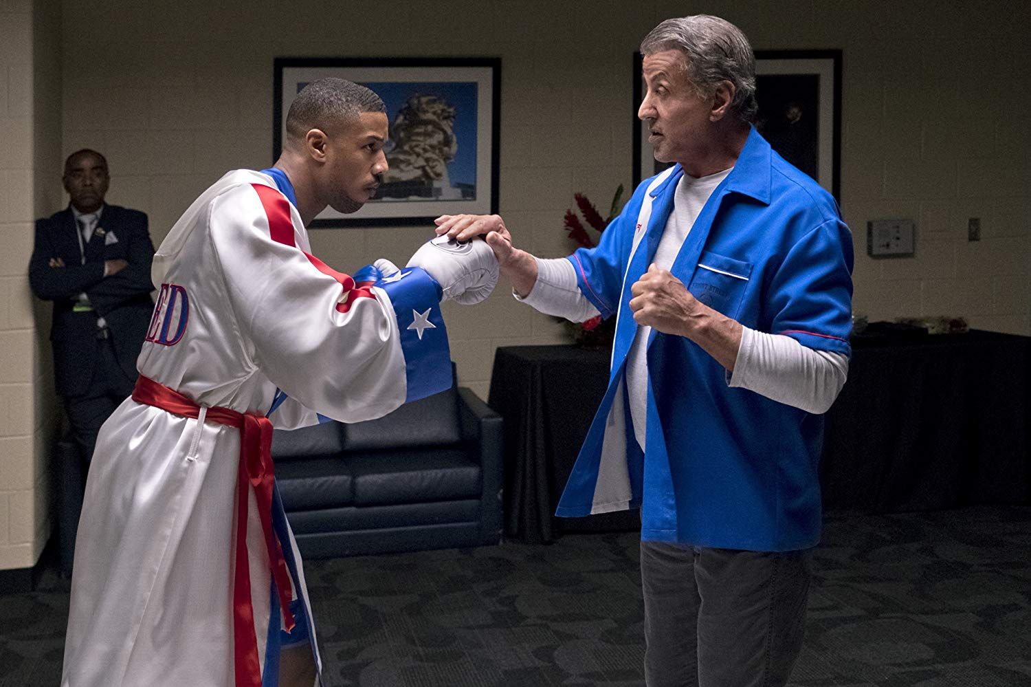 Dolph Lundgren i Florian Munteanu jako Ivan i Viktor Drago w "Creed II" 