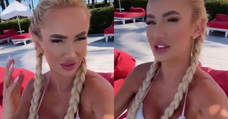 Izabela Macudzińska kręci się na leżaku w cekinowym bikini, zachwalając fryzurę, jaką zafundowała jej 16-letnia córka