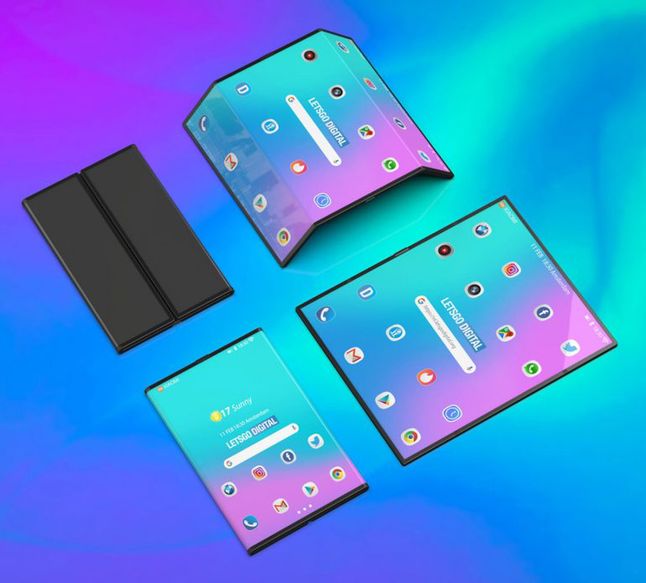 Grafiki prezentujące możliwy wygląd podwójnie składanego smartfonu Xiaomi