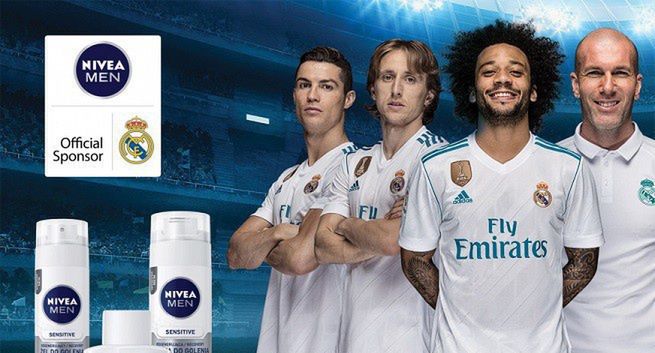Nivea Men sponsorem Realu Madryt, piłkarze i trener w reklamach marki