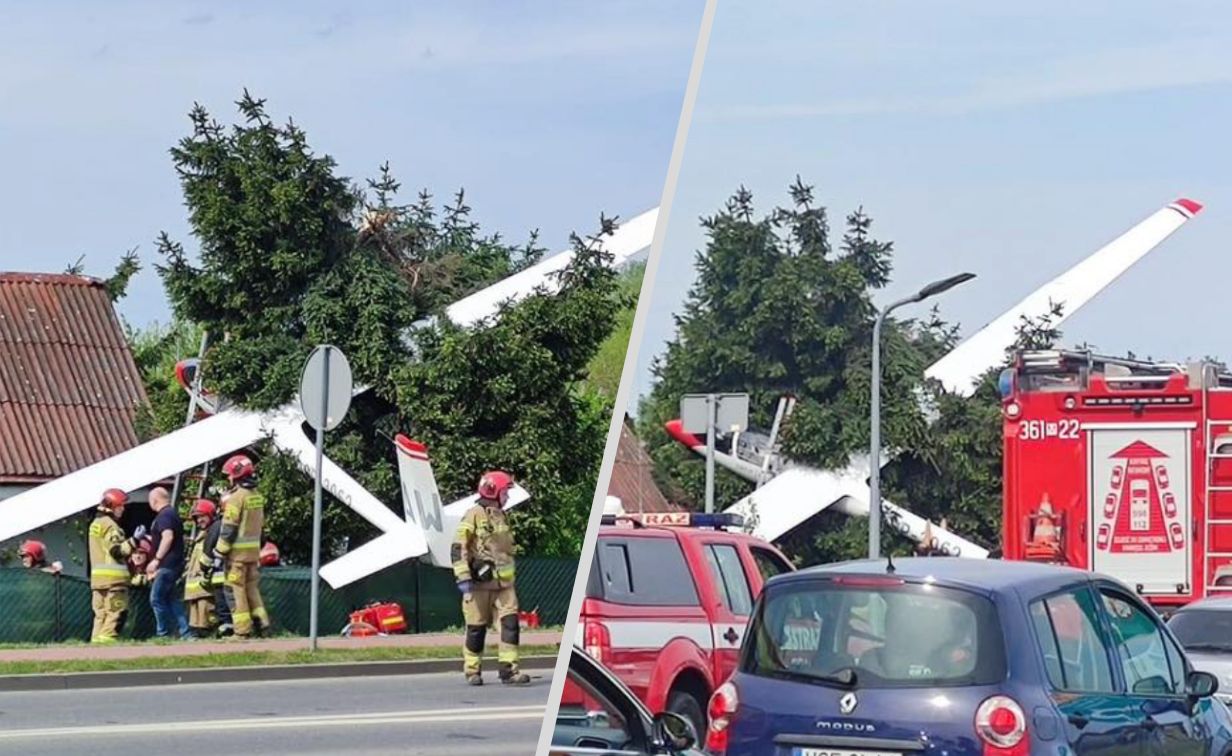 Szybowiec runął na drzewo. Duże utrudnienia, akcja służb