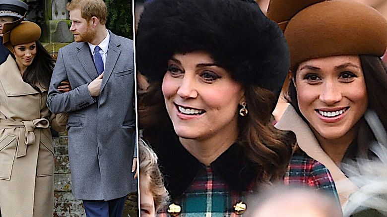 Meghan Markle, księżna Kate i książę Filip na świątecznej mszy z okazji Bożego Narodzenia (2017)