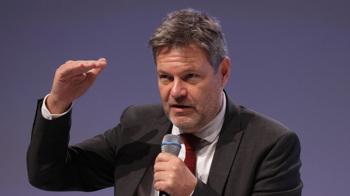Robert Habeck, Germany's economy and climate minister, at the Group of 20 investment summit in Berlin, Germany, on Monday, Nov. 20, 2023. German Chancellor Olaf Scholz pledged 4 billion ($4.4 billion) for the Africa-EU Green Energy Initiative through 2030 and said Europe's biggest economy will import "a large proportion" of its green hydrogen needs from the continent. Photographer: Krisztian Bocsi/Bloomberg via Getty Images