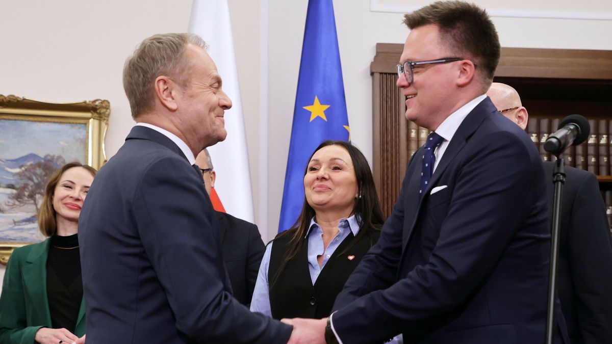 Premier Donald Tusk i marszałek Sejmu Szymon Hołownia
