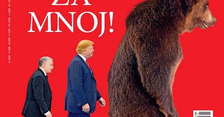 Nowa okładka "Newsweeka". A na niej Kaczyński i Trump idą za symbolem Rosji