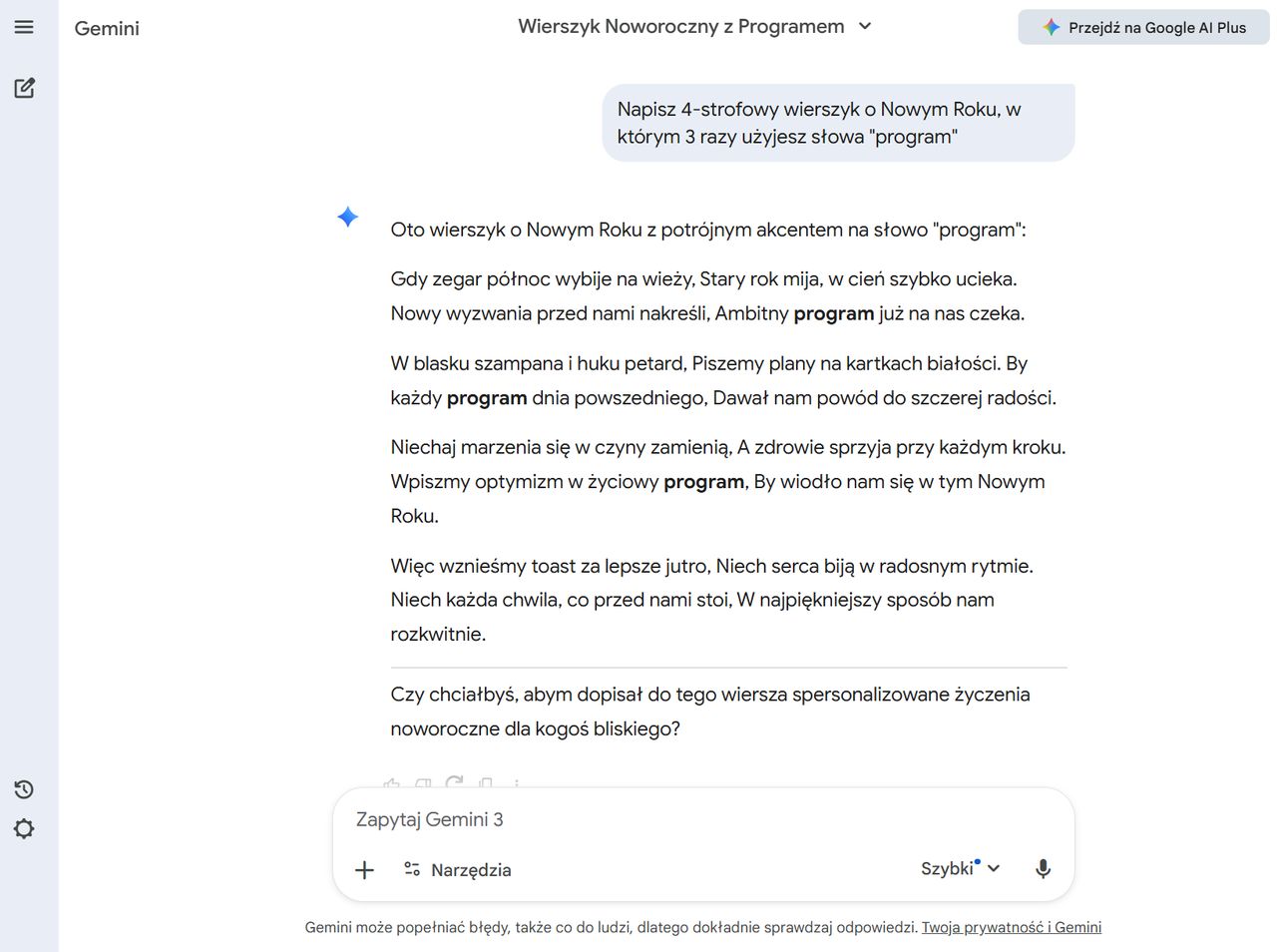 Prosty wiersz na zadany temat można uzyskać w kilka chwil