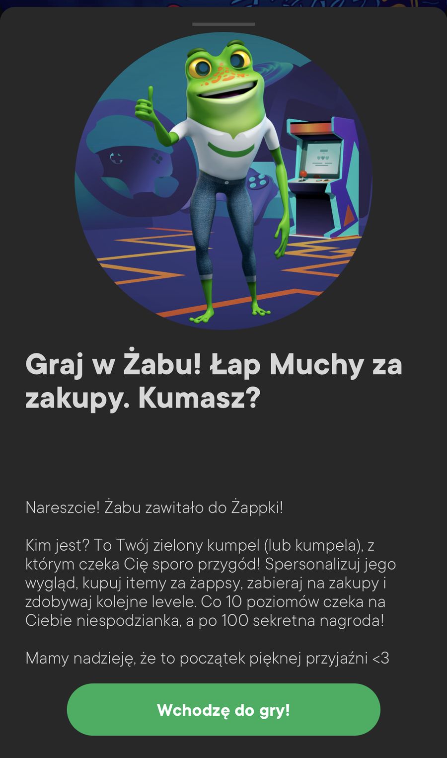 Żabu w aplikacji żappka