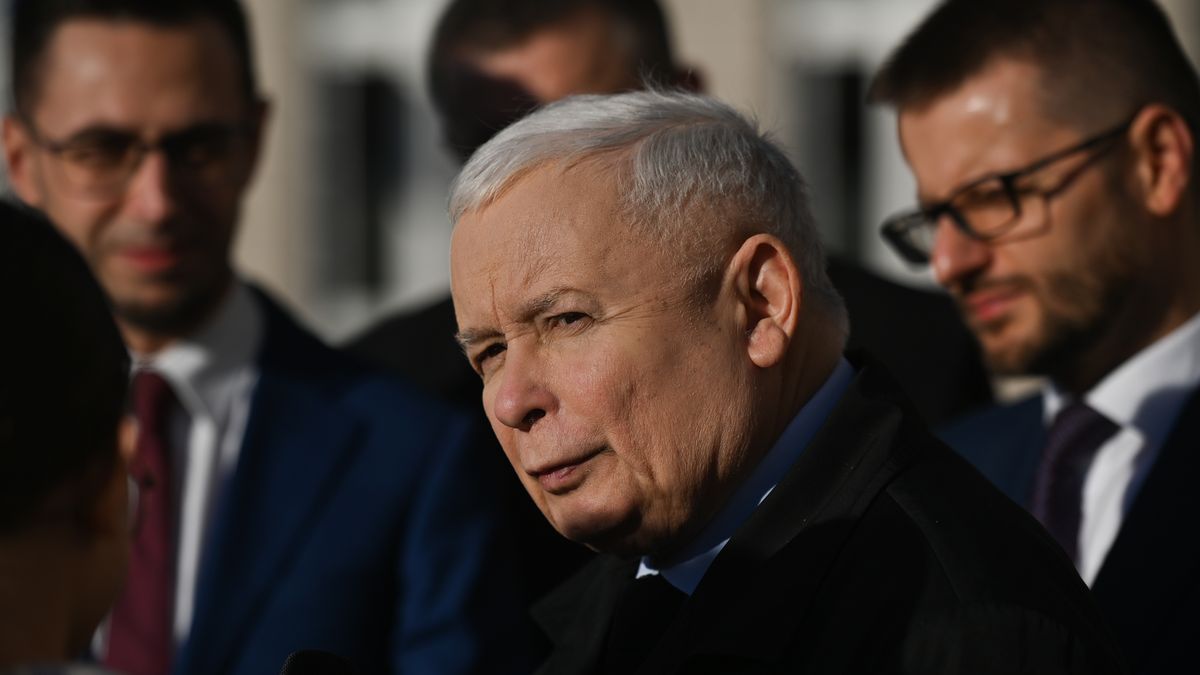Jaroslaw Kaczynski, the chairman of the Law and Justice (PiS) rulling party, speaks during a meeting with his party supporters in Wadowice.The next Polish parliamentary elections will be held in Poland in autumn 2023 to elect members of the Sejm and Senate.On Saturday, November 12, 2022, in Wadowice, Lesser Poland Voivodeship, Poland. (Photo by Artur Widak/NurPhoto via Getty Images)