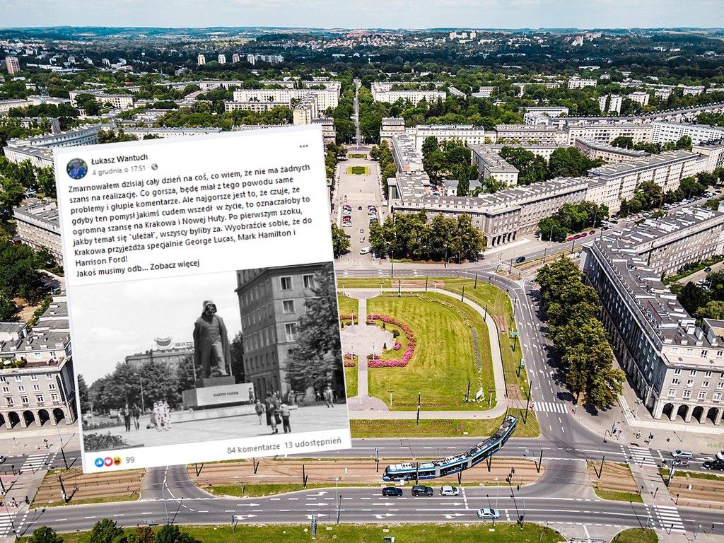 Chce postawić pomnik Lorda Vadera w Nowej Hucie. "Boże, to będzie hit"