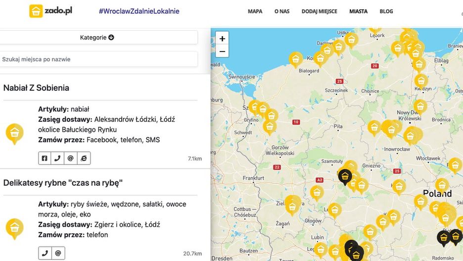Tak wygląda internetowa strona serwisu za pomocą którego można zamawiać lokalne produkty.