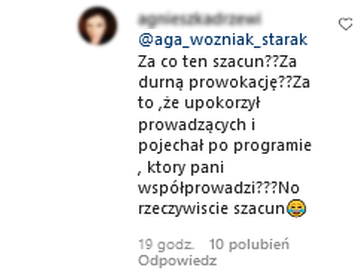 Internauci grzmią pod komentarzem "szanującej" Kubę Wojewódzkiego Agnieszki Woźniak-Starak
