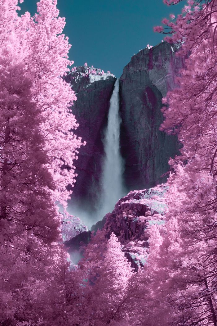 Park narodowy Yosemite wygląda w podczerwieni jak cukierkowa kraina bajek 2