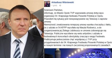 Festiwal w Opolu został ODWOŁANY! "Miasto wypowiada umowę"