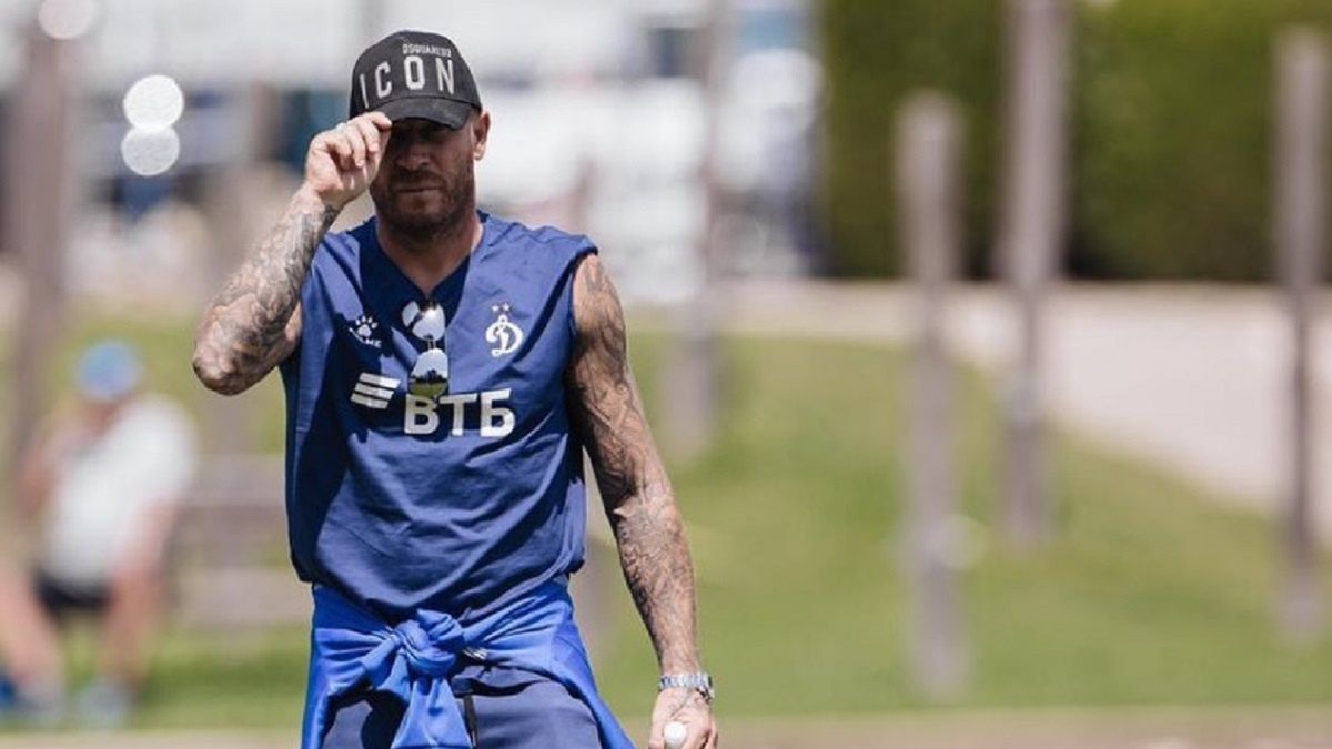 Andrij Woronin w czasie treningu Dynama Moskwa