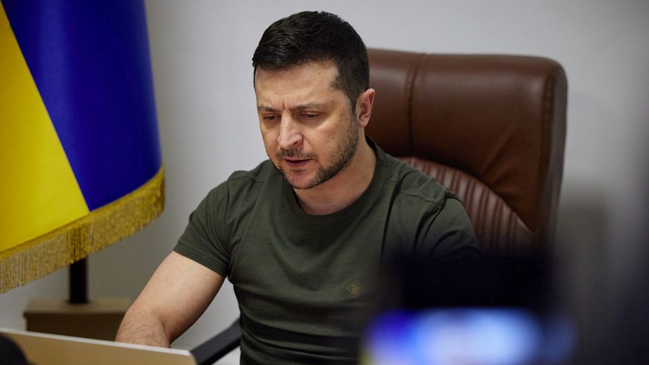 KYIV, UKRAINE - MARCH 8, 2022 - President of Ukraine Volodymyr Zelenskyy addresses the House of Commons of the UK, Kyiv, capital of Ukraine. The photo is courtesy of the Office of the President of Ukraine. (Photo credit should read UKRINFORM/ Ukrinform/Future Publishing via Getty Images)