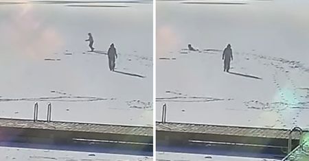 Dziewczynka bawiła się na zamarzniętym jeziorze. Nagle lód się załamał