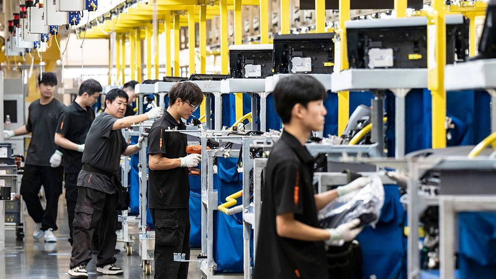 Operations inside Zeekr Intelligent Factory
Employees on an assembly line at the Zeekr Group Intelligent Factory in Ningbo, China, on Tuesday, April 29, 2025. Geely Automobile Holdings Ltd., China's fourth-ranked carmaker by market share, said last month that its AI-powered pilot system will be added to all of its brands, including Galaxy, Zeekr and Lynk&Co. Photographer: Qilai Shen/Bloomberg via Getty Images
Bloomberg
vehicles, chinese, manufacture, automotive, transportation and logistics, laborer, employment, bric countries, vehicle, business news, autos, jobs, cars, automobiles, ev, worker, labor, labour, electric vehicles, automobile, evs, east asian, auto, work, industries, labor market, fabrication, china, city transport