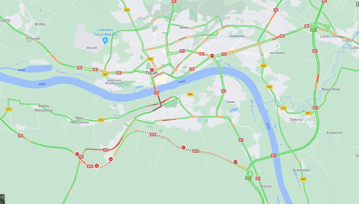 Wypadek pod Toruniem. Zablokowana droga S10