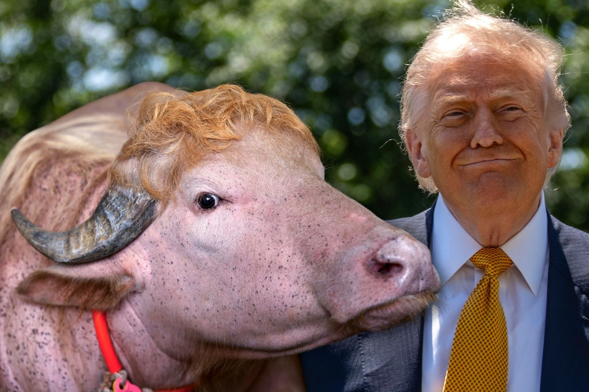 Bawół albinos hitem w Bangladeszu. Nazywa się Donald Trump