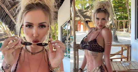 Eliza Trybała eksponuje płaski brzuch w kusym, panterkowym bikini. Petarda? (ZDJĘCIA)