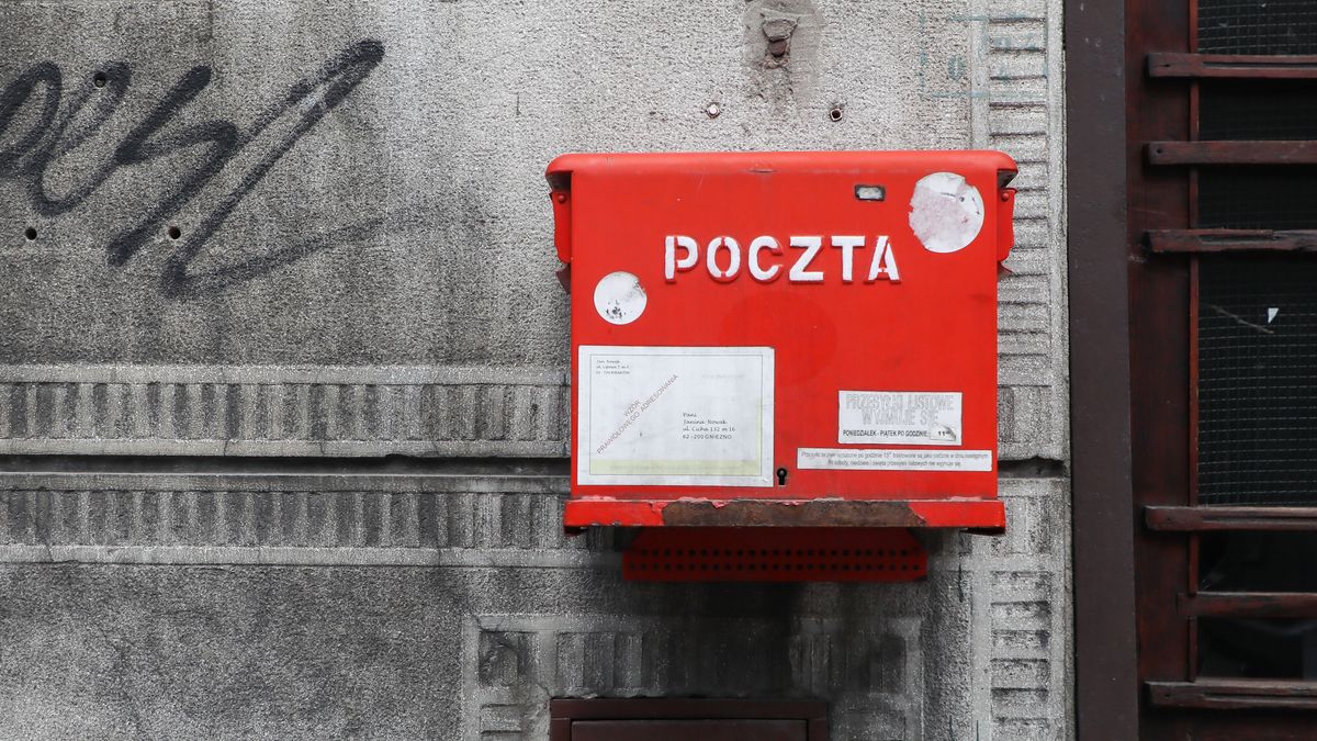 Poczta Polska mailbox in Krakow, Poland on April 30, 2020.  A voting package leaked in the upcoming correspondence election with a full list of candidates for Presidential office and with name and surname statement on secret voting. Despite coronavirus pandemic, Poland's government plans to hold the presidential election on May 10 in the form of a correspondence vote. (Photo by Beata Zawrzel/NurPhoto via Getty Images)