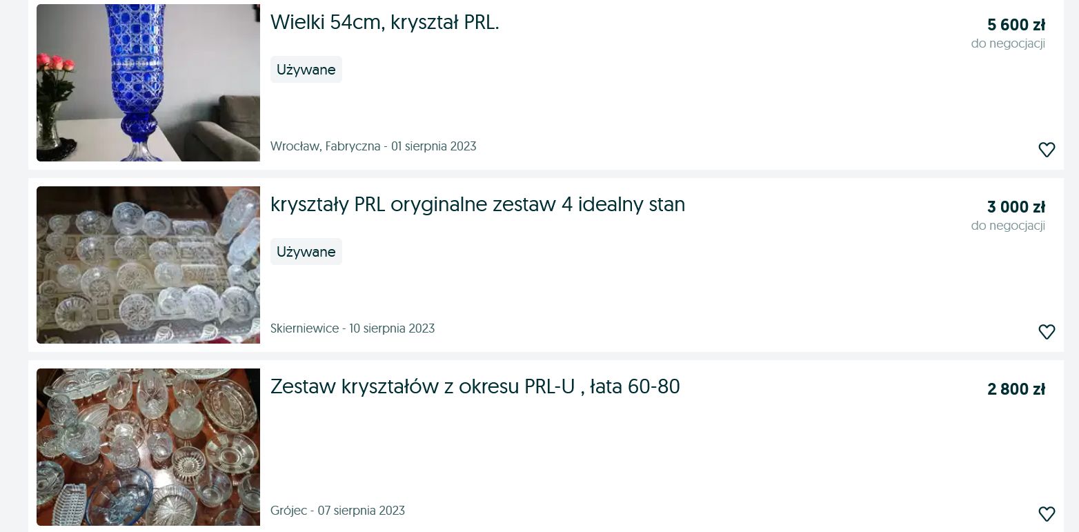 Kryształ z okresu PRL jest przez sprzedawców wyceniany na niemałe sumy