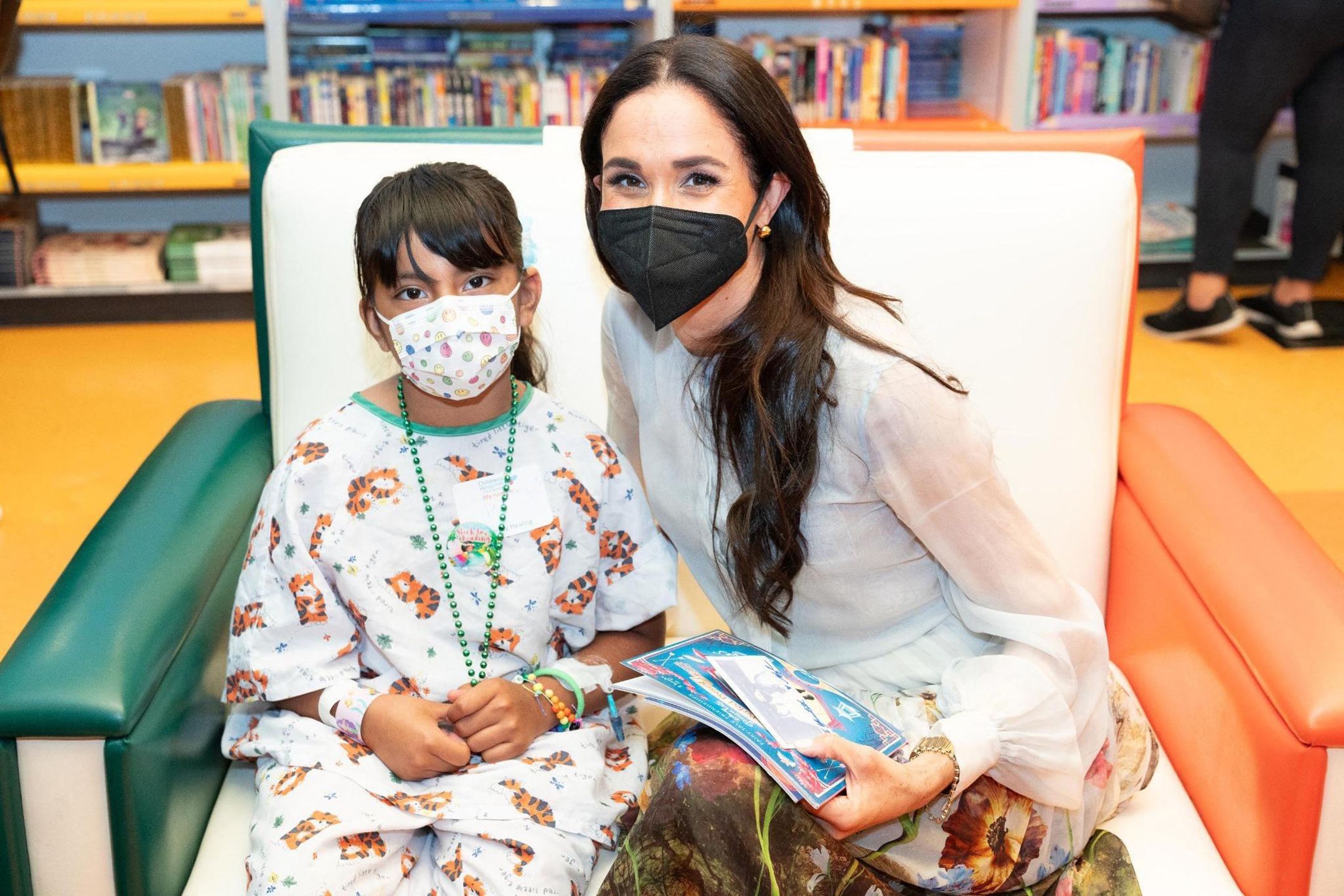 sick children, fundraising, activities, literacy development, I Saw a Cat, Pete the Cat, Rosie the Riveter, books, characters, campaign, Make March Matter, story time, Literally Healing story time, Duchess of Sussex, staff, patients, children, visit, reading, Children's Hospital Los Angeles, Meghan Markle