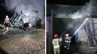 Duchny-Wieluny: Nocny pożar w gospodarstwie. Spłonął traktor