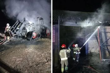 Duchny-Wieluny: Nocny pożar w gospodarstwie. Spłonął traktor