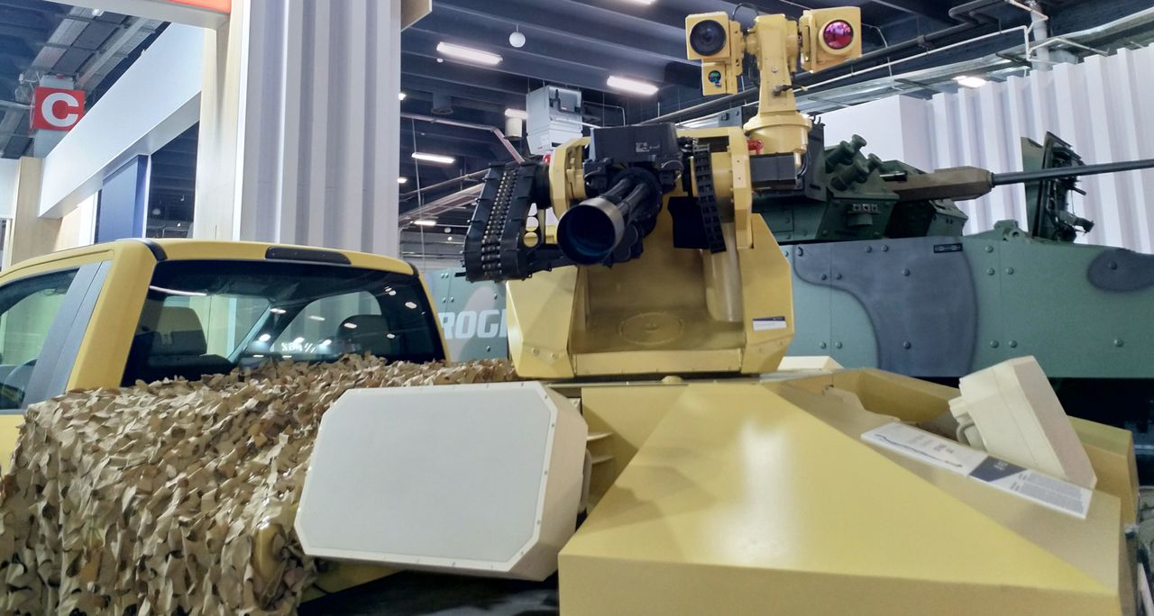 "The Monster from Tarnow" mounted on a pick-up during the MSPO fair.