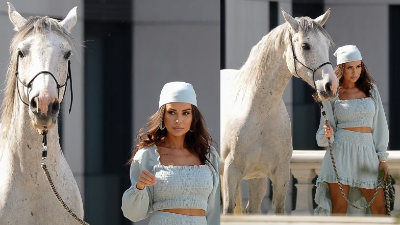 Natalia Siwiec pozuje z koniem