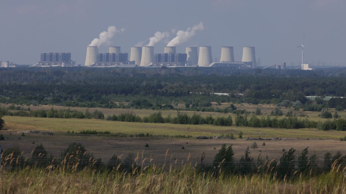 JANSCHWALDE, GERMANY - AUGUST 15: Grass and trees grow on the recultivated land of a former open-pit coal mine as the Jaenschwalde coal-fired power plant, which is to cease operation by 2028, stands in the distance behind on August 15, 2024 near Janschwalde, Germany. LEAG, which operates the region's still existing coal mines and coal-fired power plants, is pivoting and investing heavily in renewable energy sources, including solar, wind and green hydrogen, on the its vast expanses of recultivated land. Germany is seeking to end all coal-fired power production by 2038.  (Photo by Sean Gallup/Getty Images)