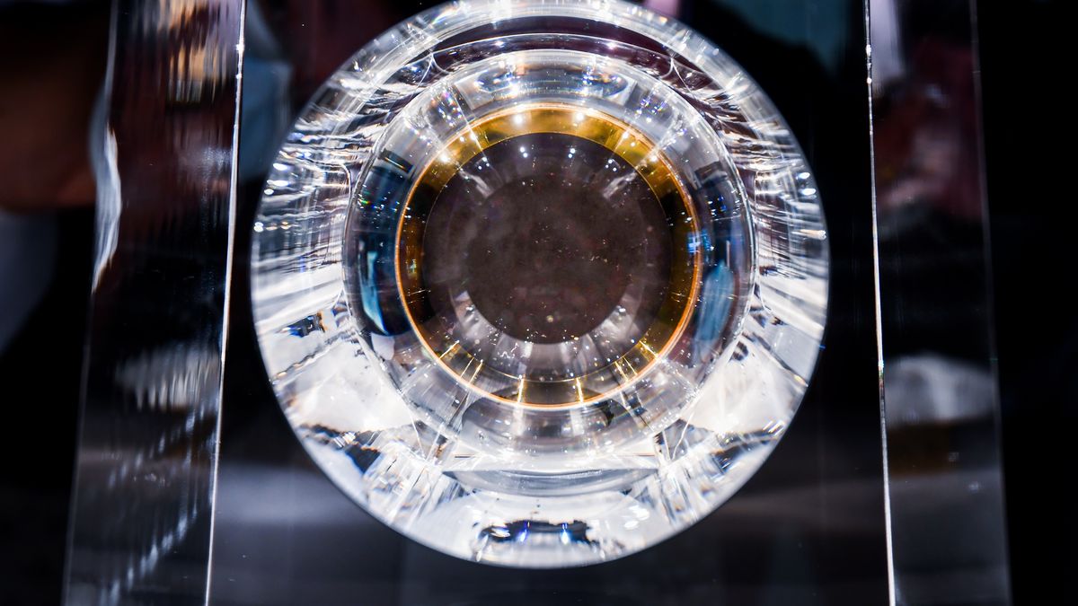 SHENZHEN, CHINA - JULY 11: Lunar soil brought back from the moon by China's Chang'e-5 probe is on display at Shenzhen Museum on July 11, 2021 in Shenzhen, Guangdong Province of China. (Photo by VCG/VCG via Getty Images)