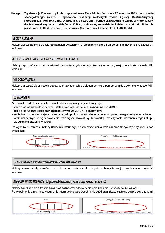 Instruckaj wypełniania wniosku o przyznanie pomocy na dofinansowanie kosztów zakupu komputera stacjonarnego lubprzenośnego będącego laptopem wraz z niezbędnym oprogramowaniem oraz myszą, klawiaturą i ładowarką przez rodzinę