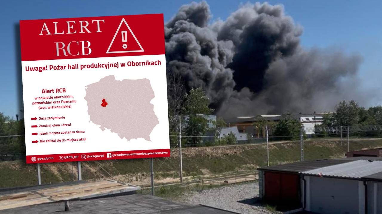 Duży pożar hali produkcyjnej pod Poznaniem. Jest alert RCB