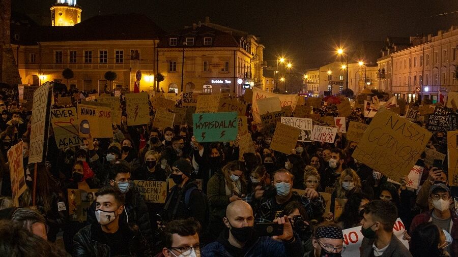 Manifestacja przed lubelskim ratuszem