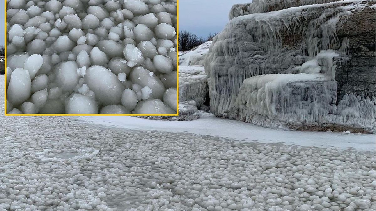 Nietypowe kule lodu wypełniły jezioro Manitoba