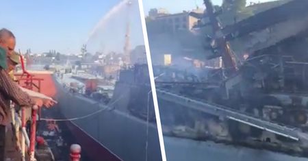 Rosjanie zobaczyli okręt "Mińsk". "Spalony, upadł" [RELACJA NA ŻYWO]