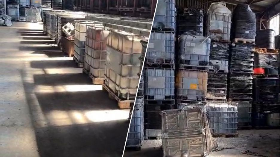 Setki pojemników z chemicznymi odpadami w nielegalnym składowisku w Olkuszu