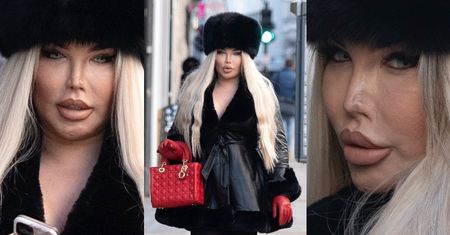 Zalotna Jessica Alves przechadza się ulicami Londynu, demonstrując puchatą czapkę i wąski nosek (ZDJĘCIA)