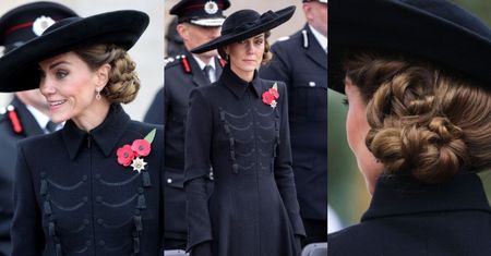 Dystyngowana księżna Kate z misternie zaplecionym kokiem oddaje hołd poległym żołnierzom (ZDJĘCIA)