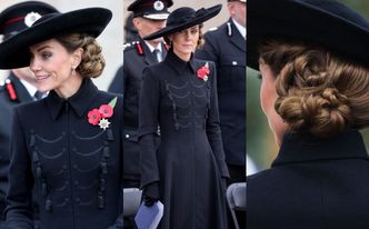 Dystyngowana księżna Kate z misternie zaplecionym kokiem oddaje hołd poległym żołnierzom (ZDJĘCIA)