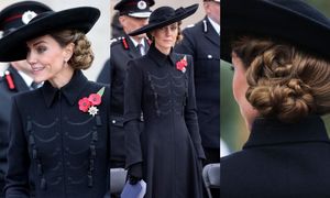 Dystyngowana księżna Kate z misternie zaplecionym kokiem oddaje hołd poległym żołnierzom (ZDJĘCIA)