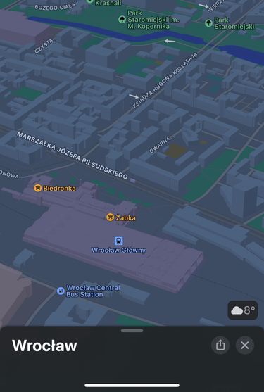 Mapy Apple: widok 3D we Wrocławiu