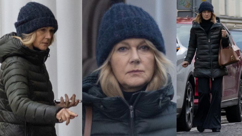 Posępna Grażyna Torbicka "przyłapana" przed starym mieszkaniem w Warszawie