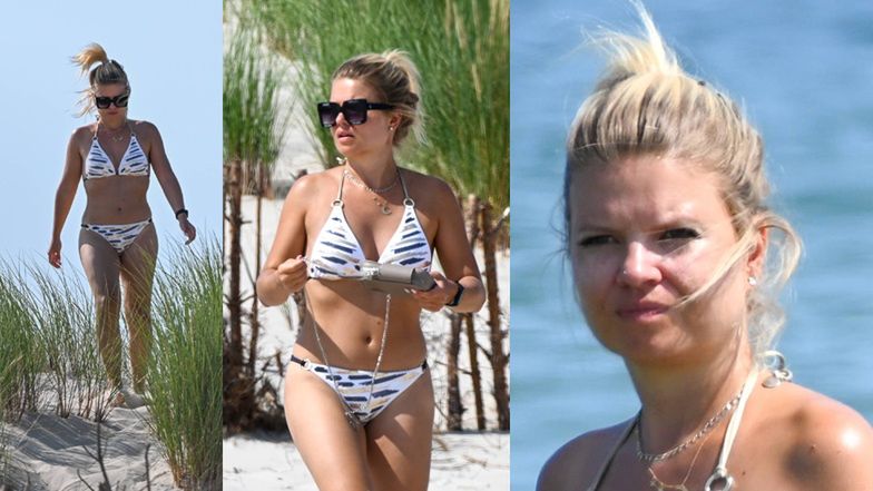 Marta Manowska plażuje samotnie na Helu 